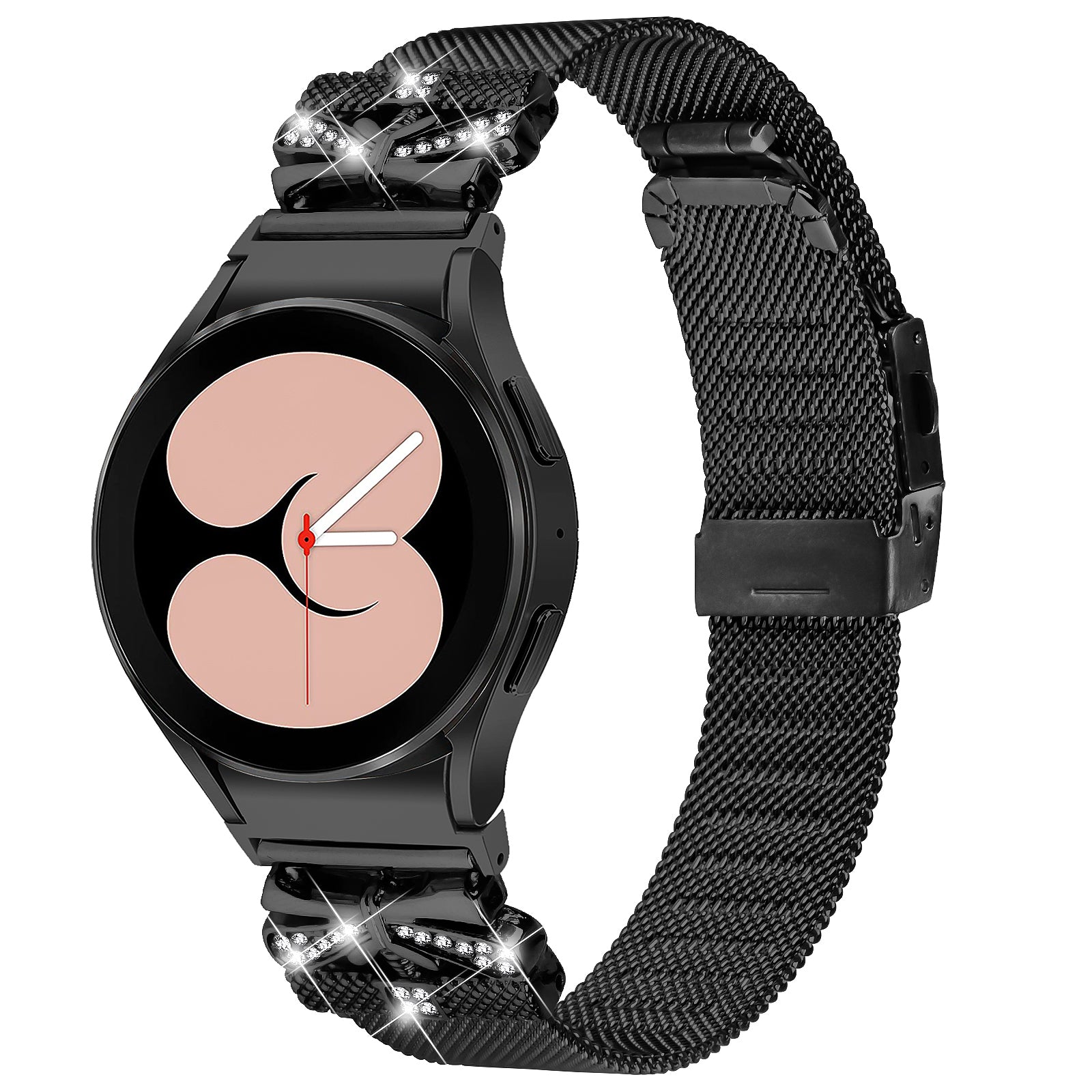For Samsung Galaxy Watch6 / Watch6 Classic Rhinestone Stainless Steel Watch Strap Black Bracelet For Samsung Galaxy Watch6 / Watch6 Classic Rhinestone Stainless Steel Watch Strap Black Bracelet